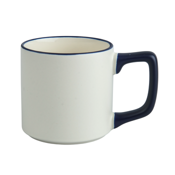 Mug 330 ml Cream matte handle and rim navy blue carton 36 pcs.