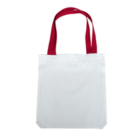 Shoulder bag white 36,5x33,5 cm - handle red