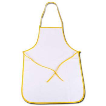 White apron - yellow piping (set of 5pcs.)