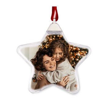 Plastic bauble for a star-shaped photo - silver stopper (set of 24 pcs)