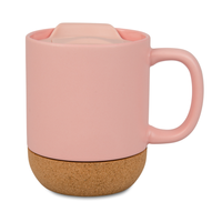 Mug 330ml light color with lid and cork bottom - pink carton 36 pcs.