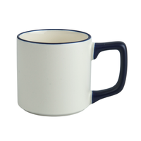 Mug 330 ml Cream matte handle and rim navy blue carton 36 pcs.