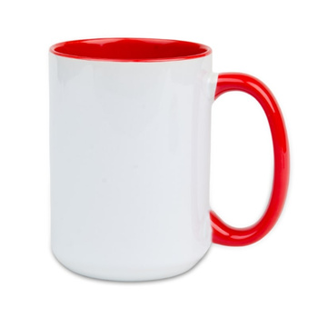 White mug 440 ml Combo - handle and inside red