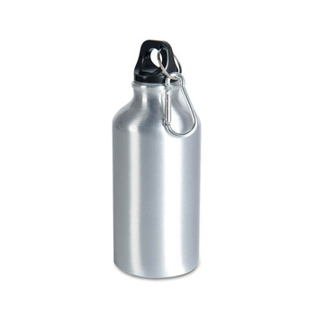Aluminum bottle 400 ml with carabiner silver