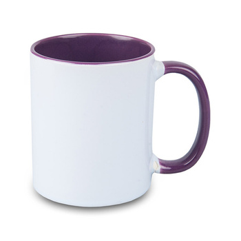 Combo white mug - handle and inside plum - half pallet 432 pcs.