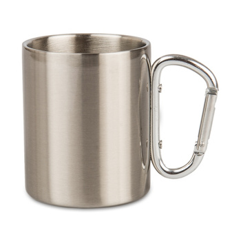 Steel mug 300 ml - silver carabiner set of 20 pcs