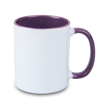 Combo white mug - inside and handle plum, carton 36 pcs.