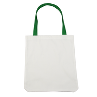 Shoulder bag white 36,5x33,5 cm - handle green (set of 10 pieces)