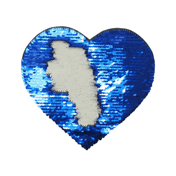 T-shirt sticker with sequins heart - blue/white