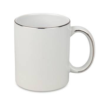 Mug white silver stripe on ear and rim carton 36 pcs.