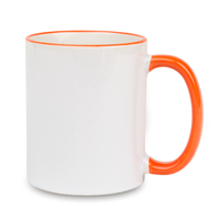 White mug - orange handle