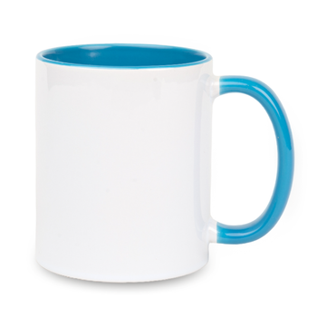Combo white mug - handle and inside light blue