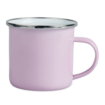 Steel mug - enamel 300 ml, light pink carton 48 pcs.