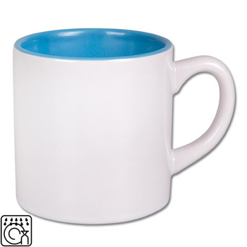 Mini white mug - light blue inside, with cardboard set of 24 pcs.