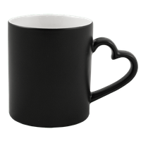 Magic mug - black matte heart handle