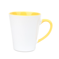 White Latte mug - yellow inside and handle
