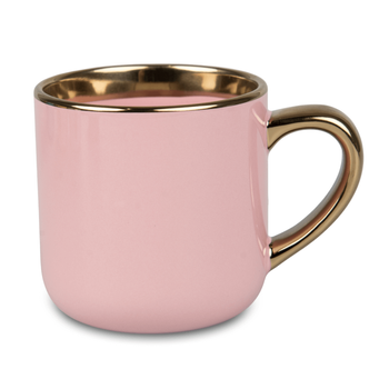 Mug 400 ml Elegant wide , handle and rim gold - pink half pallet 288 pcs.