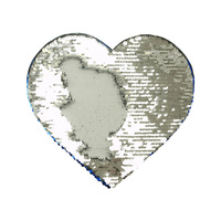 T-shirt sticker with sequins heart - silver/white