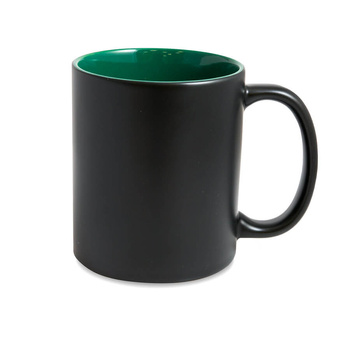 Magic mug matte black - green inside, carton 36 pcs.