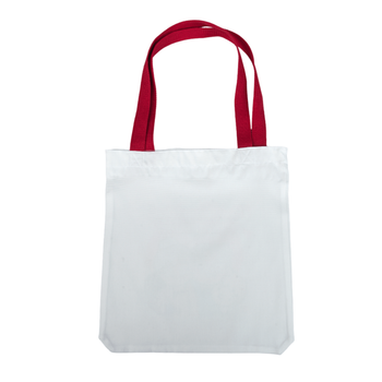 Shoulder bag white 36,5x33,5 cm - handle red
