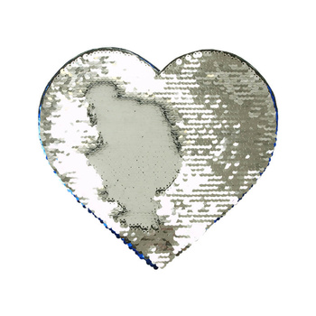 T-shirt sticker with sequins heart - silver/white