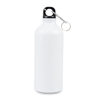 Aluminum 600 ml bottle with carabiner white set of 10 pcs