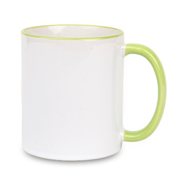 White mug - light green handle