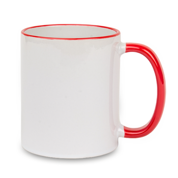 Mug white - handle red carton 36 pcs.