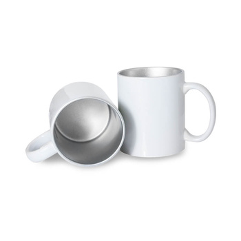 Mug white - glittery silver inside, carton 36 pcs.