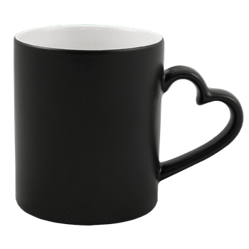 Magic mug - black matte heart handle