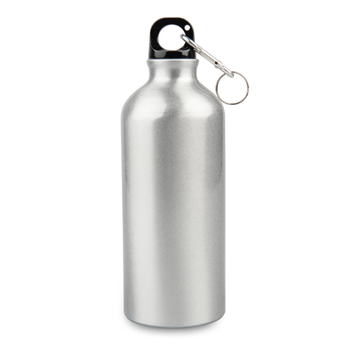 Aluminum bottle 600 ml with carabiner silver set of 10 pcs