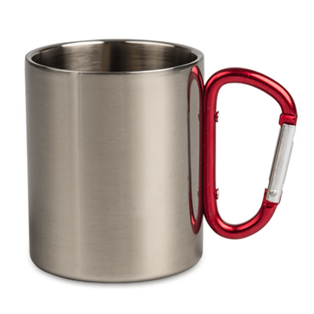 Steel mug 300 ml - red carabiner