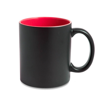 Magic mug matte black - red inside, carton 36 pcs.