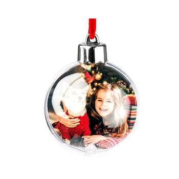 Plastic photo bauble - silver stopper (set of 24 pcs)