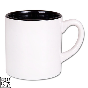 Mini white mug - black inside with cardboard box