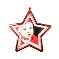 Plastic ornament for a photo in the shape of a star - red
