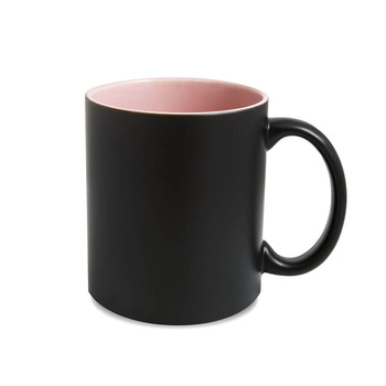 Magic mug matte black - pink inside, carton 36 pcs.
