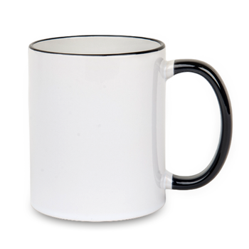 White mug - black handle