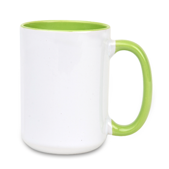 White mug 440 ml Combo - handle and inside light green