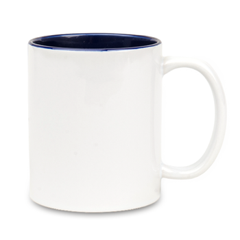 White mug - navy blue inside