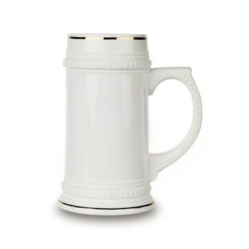 White tankard - gold stripe