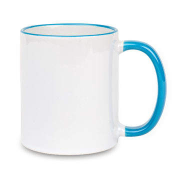Mug white - handle light blue carton 36 pcs.