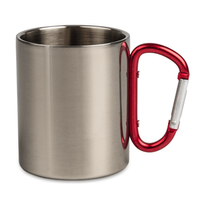 Steel mug 300 ml - red carabiner