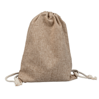 Linen backpack-bag 30x40 cm - dark beige (set of 10 pieces)