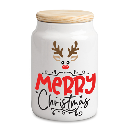 Ceramic jar with wooden lid