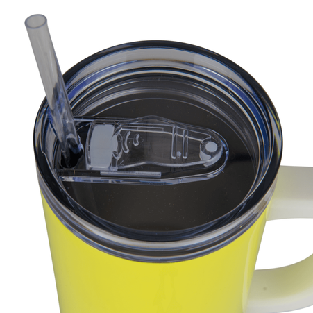 Trek 1200 ml steel mug with handle neon yellow