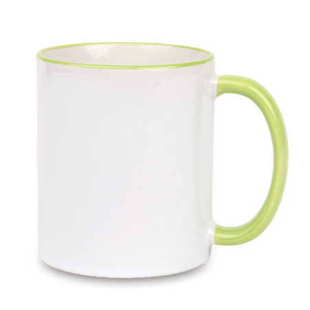Mug white - handle light green carton 36 pcs.