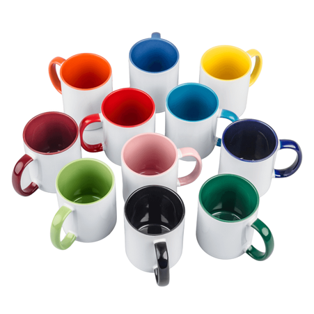 Combo SuperGlaze white mug - red handle and inside carton 36 pcs.