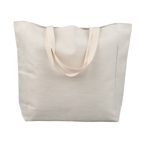 Linen shoulder bag wide 48x38 cm - light beige