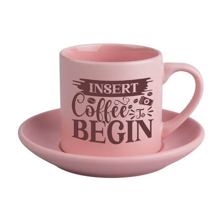 170 ml cup with saucer matte pink color (set of 6 pcs.)